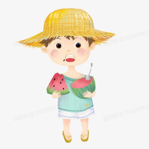 小孩吃瓜头像图文